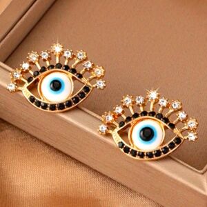 Evil Eye Goldtone & Rhinestone